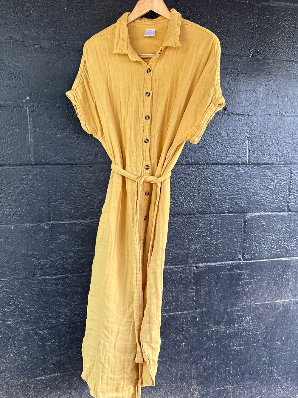 Loulou The Everyday Dress in Honey-Button Front Shirt Dress with Waist Tie